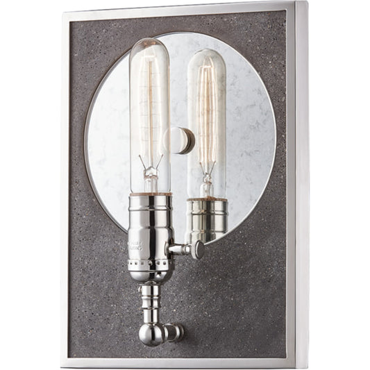 Ripley II Wall Sconce by Mitzi in polished nickel. Made from steel in a modern style.