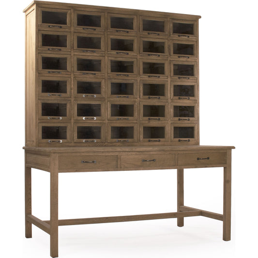 Mog Cabinet & Table by Zentique in natural and weathered oak, glass. Made from weathered oak, glass in a cottage & farmhouse style.