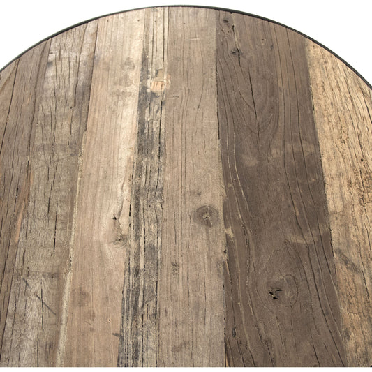 Alberta Round Side Table by Zentique in weathered elm, distressed gray metal and elm, metal. Made from elm, metal in a modern style.