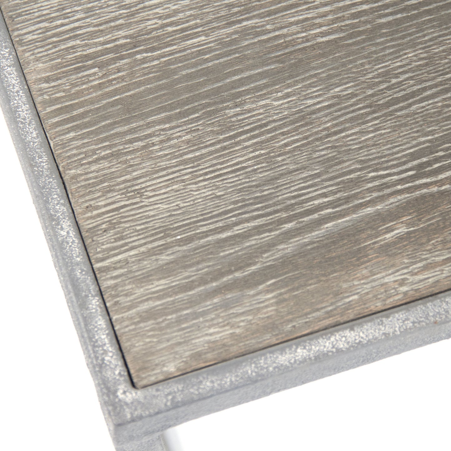 001 S-337338 | Closeup | Hobart Coffee Table by Zentique in light burned oak and oak, recycled metal. Made from oak, recycled metal in a modern style.