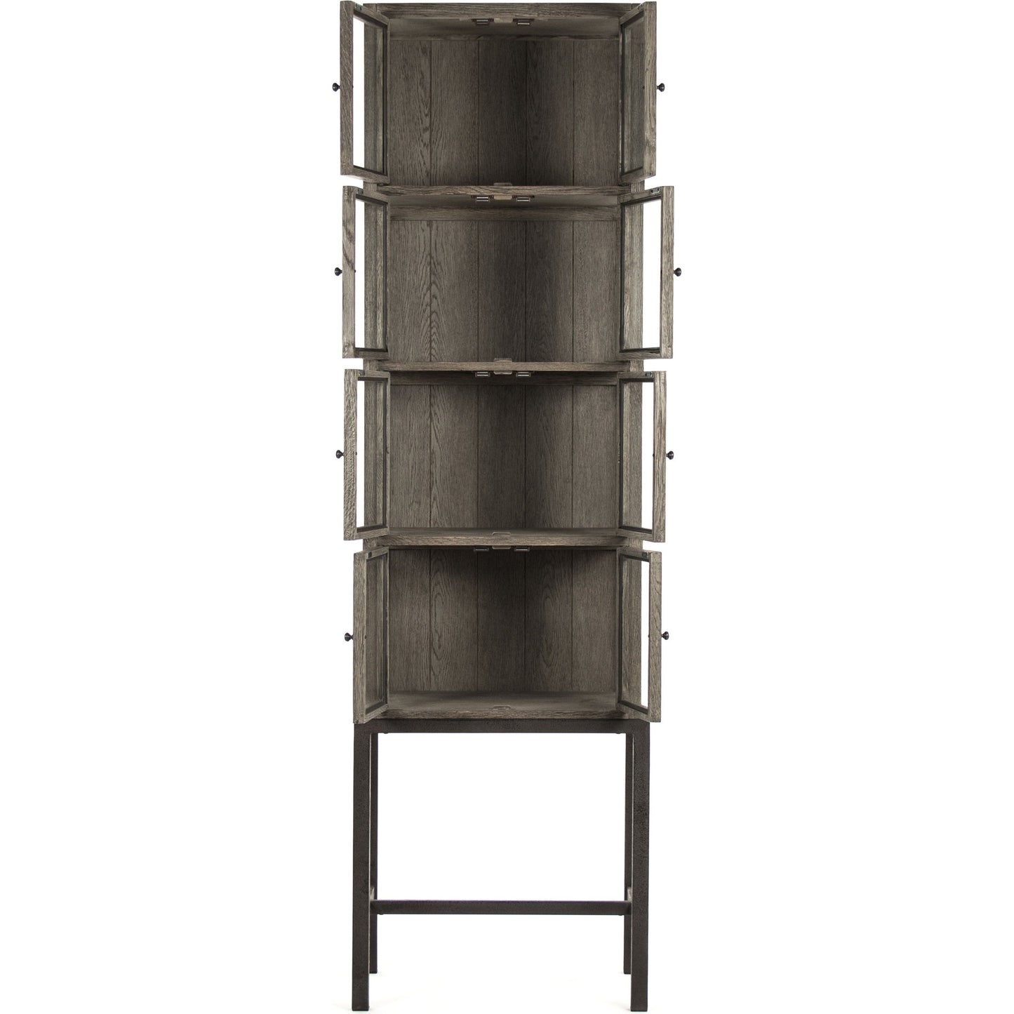 002 S-336804 | Additional Silo | Cabinet by Zentique in dark brown, distressed metal and oak, metal. Made from oak, metal in a modern style.