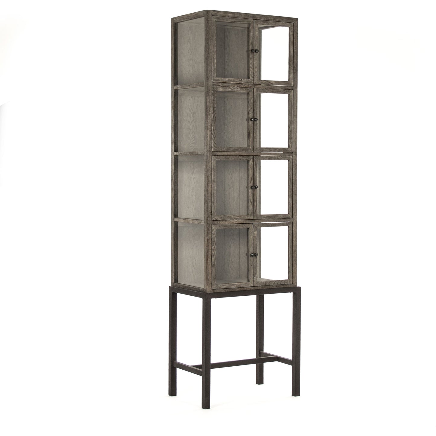 001 S-336804 | Additional Silo | Cabinet by Zentique in dark brown, distressed metal and oak, metal. Made from oak, metal in a modern style.