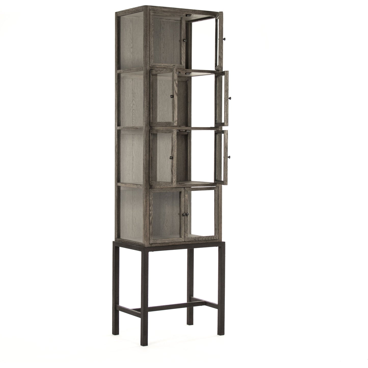 006 S-336804 | Additional Silo | Cabinet by Zentique in dark brown, distressed metal and oak, metal. Made from oak, metal in a modern style.