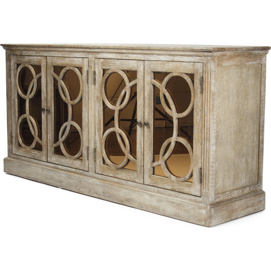 Edith Buffet by Zentique in sepia mirror and limed gray oak. Made from unique in a transitional style.