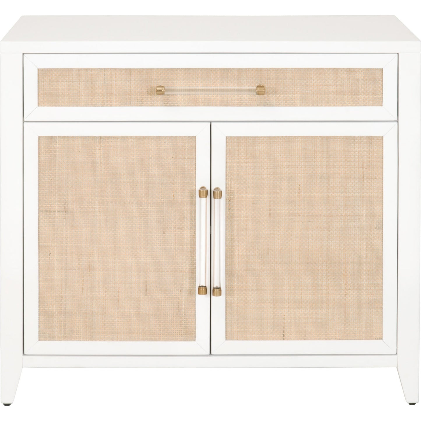 001 SR-837467 | Additional Silo | Holland Chest by Essentials For Living in matte white, natural, brushed brass. Made from mdf, rattan in a transitional style.