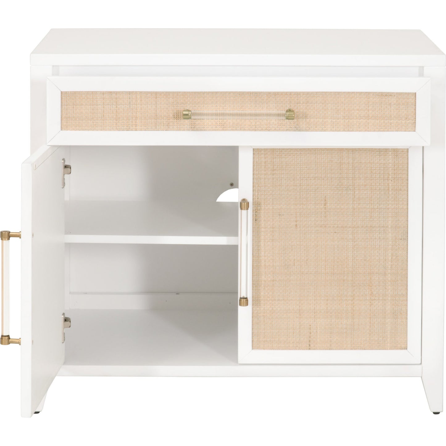 002 SR-837467 | Additional Silo | Holland Chest by Essentials For Living in matte white, natural, brushed brass. Made from mdf, rattan in a transitional style.