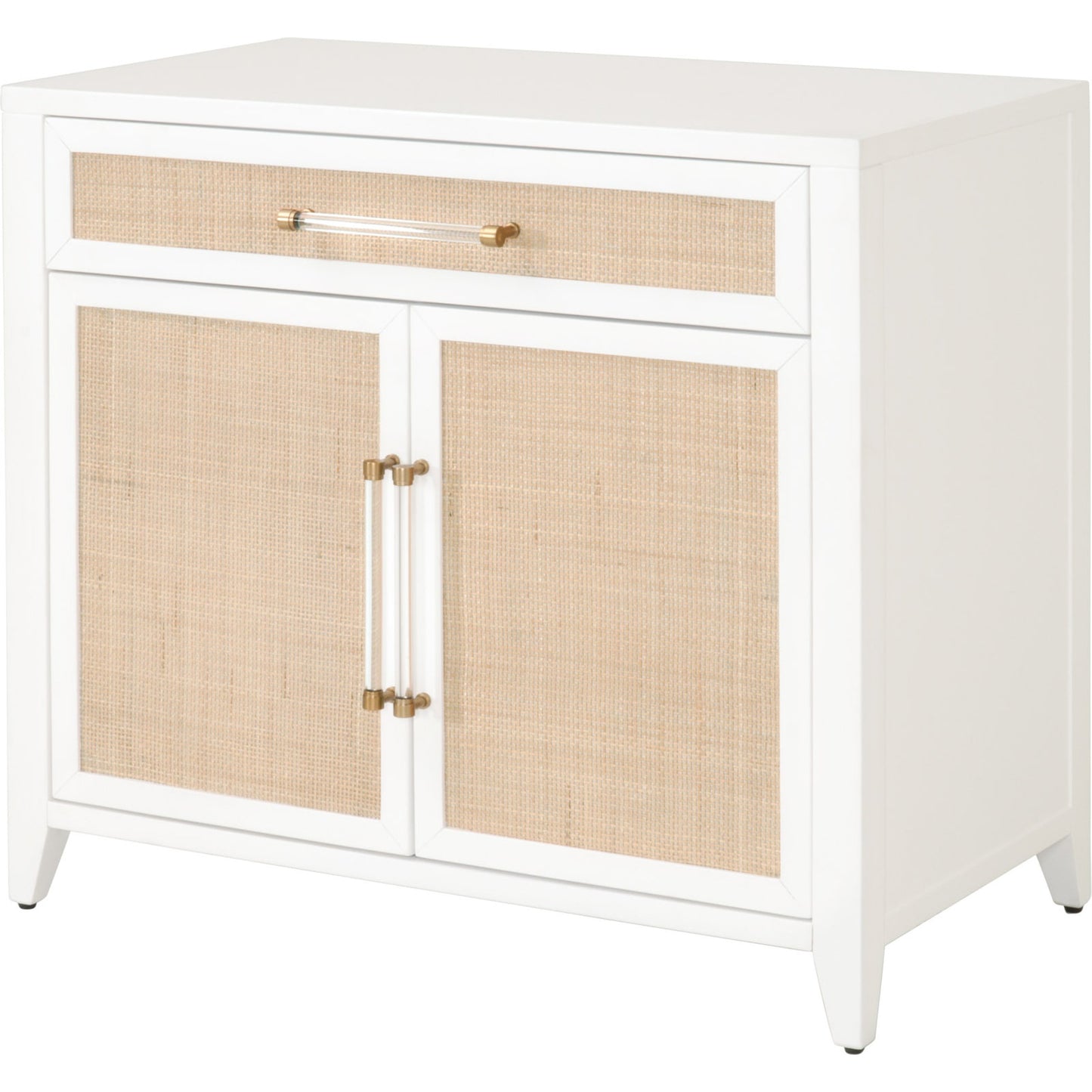 003 SR-837467 | Additional Silo | Holland Chest by Essentials For Living in matte white, natural, brushed brass. Made from mdf, rattan in a transitional style.
