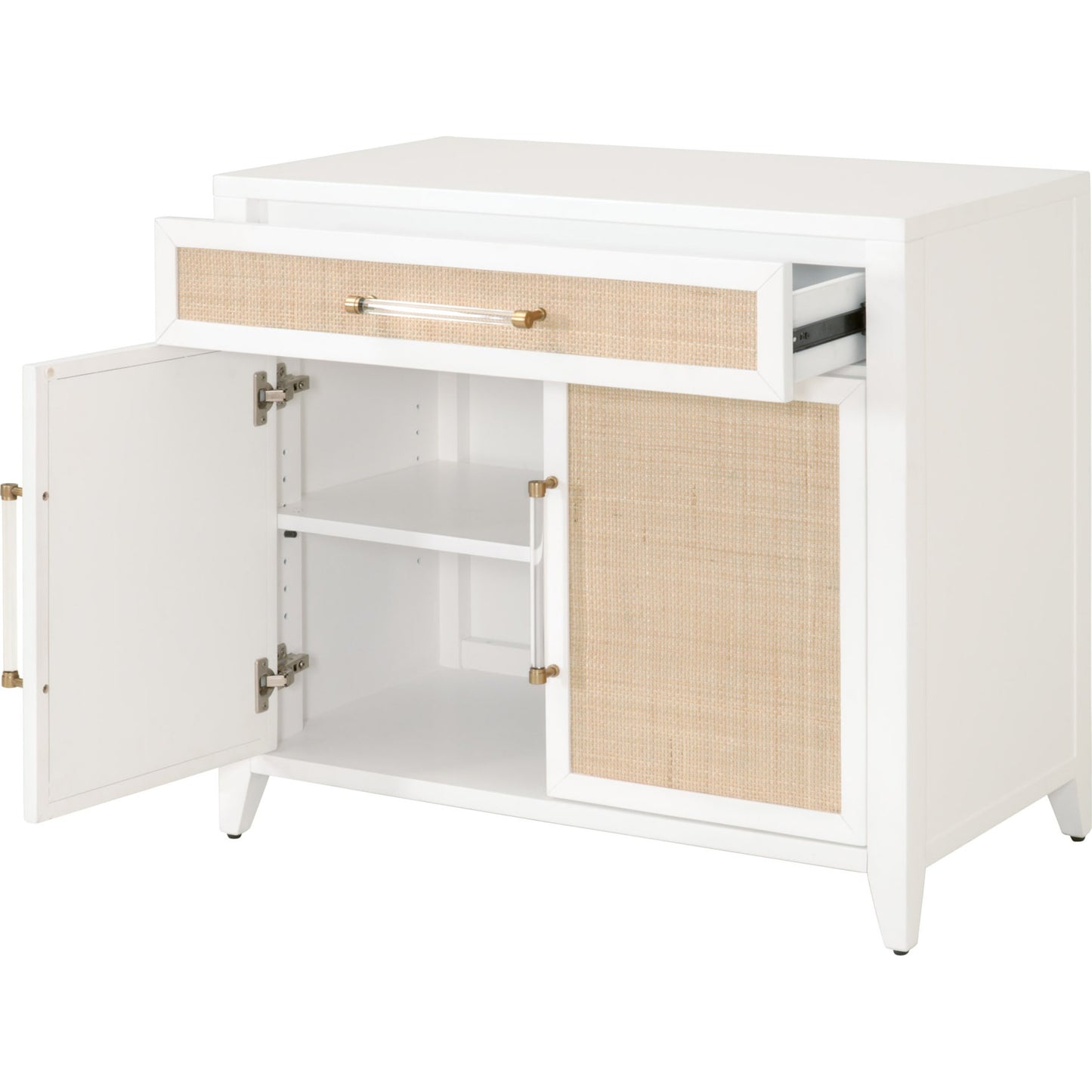 004 SR-837467 | Additional Silo | Holland Chest by Essentials For Living in matte white, natural, brushed brass. Made from mdf, rattan in a transitional style.