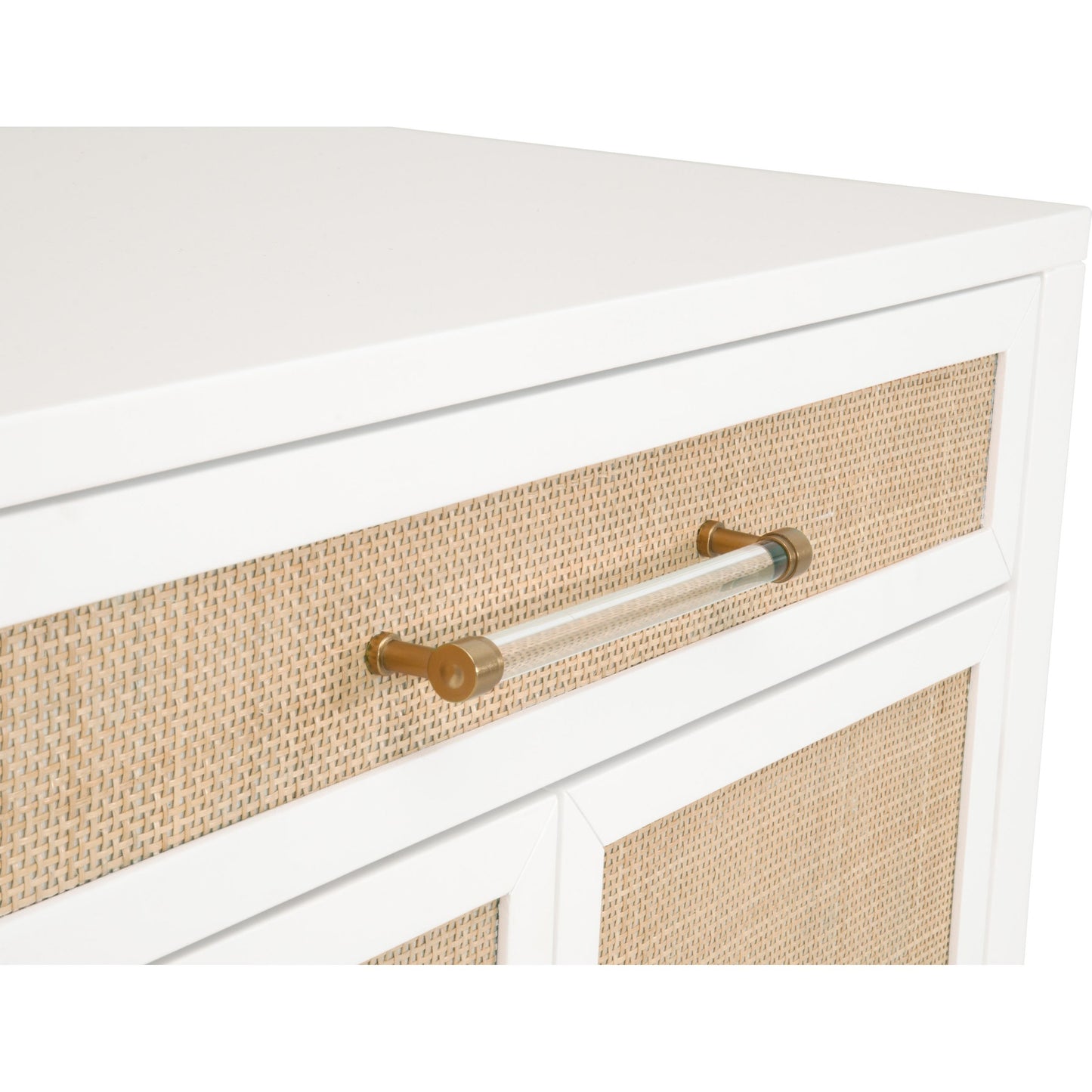 006 SR-837467 | Additional Silo | Holland Chest by Essentials For Living in matte white, natural, brushed brass. Made from mdf, rattan in a transitional style.
