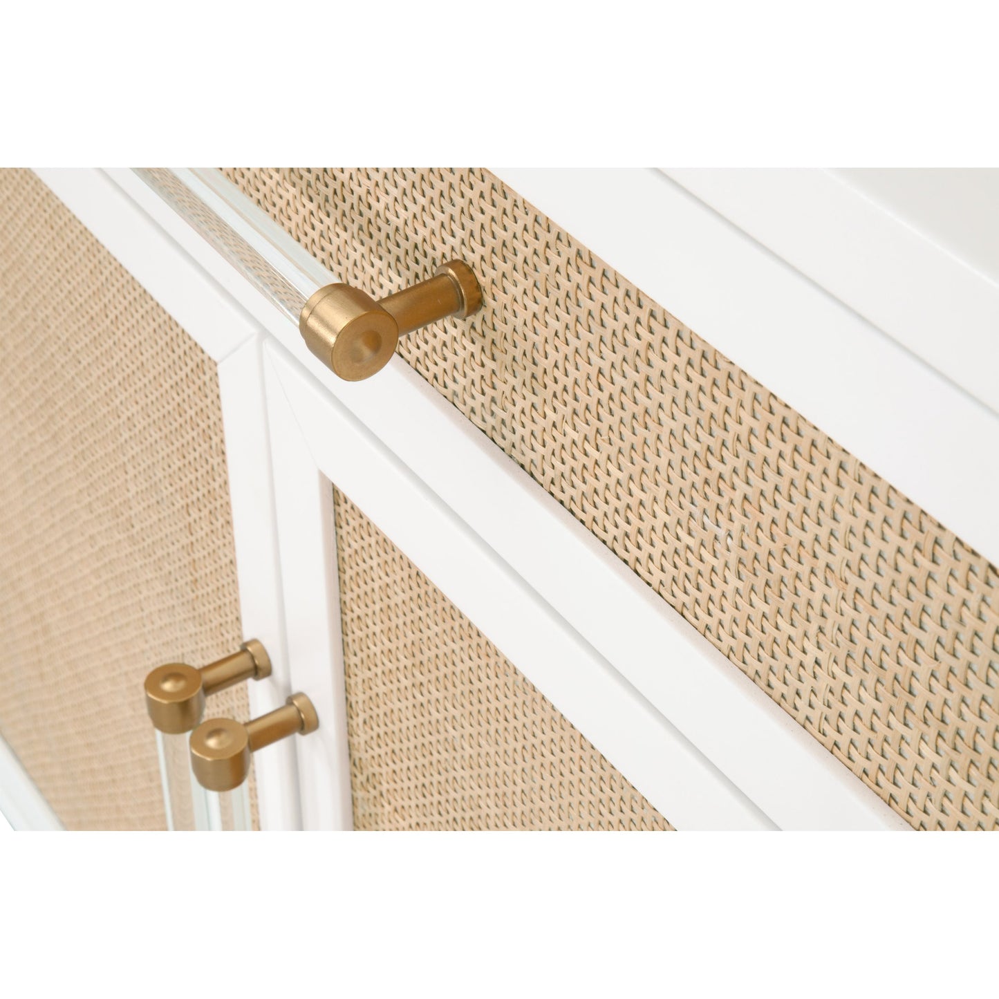 007 SR-837467 | Additional Silo | Holland Chest by Essentials For Living in matte white, natural, brushed brass. Made from mdf, rattan in a transitional style.