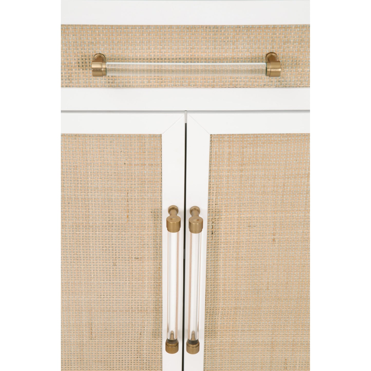 008 SR-837467 | Additional Silo | Holland Chest by Essentials For Living in matte white, natural, brushed brass. Made from mdf, rattan in a transitional style.