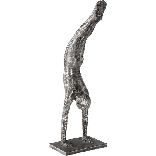 Handstand Sculpture by Phillips Collection in silver. Made from metal, aluminum in a modern style.