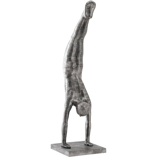 Handstand Sculpture by Phillips Collection in silver. Made from metal, aluminum in a modern style.