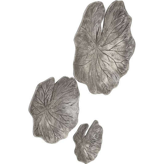Lotus Leaf Wall Tiles (Set of 3) by Phillips Collection in silver, black and aluminum. Made from metal in a eclectic & global style.