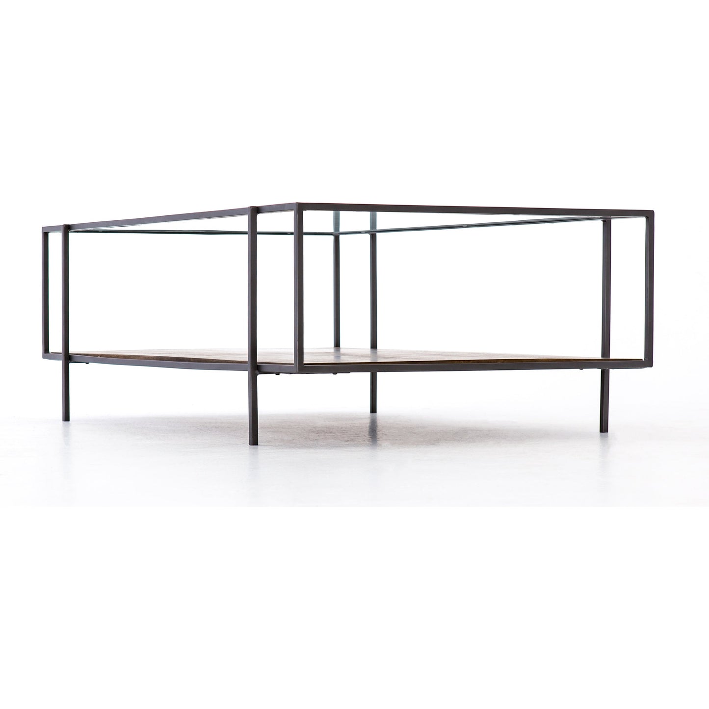 003 SR-368910 | Additional Silo | Byron Coffee Table by Four Hands in gunmetal, aged brown, tempered glass and dark iron, aged brown, tempered glass. Made from iron, solid mango, tempered glass in a modern style.