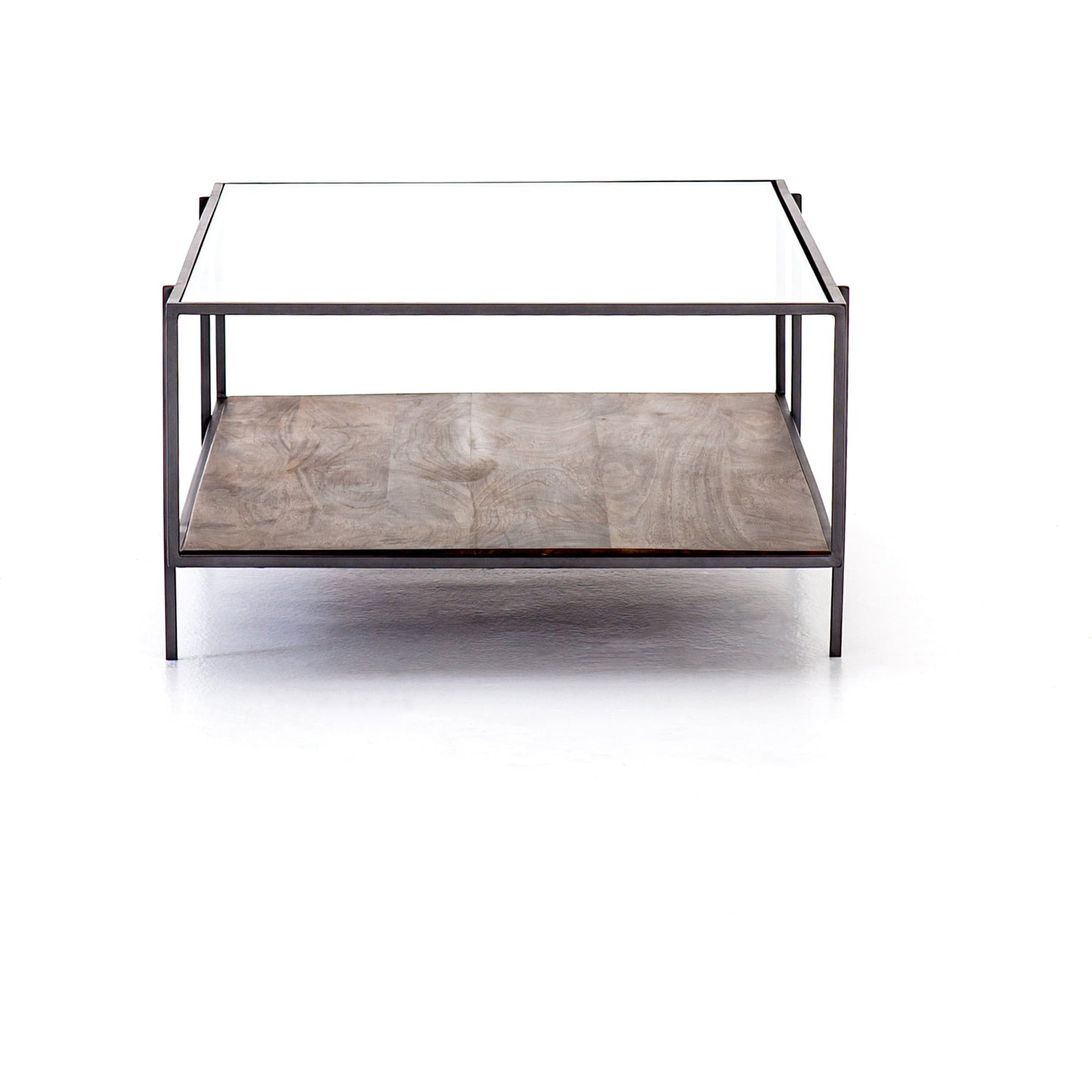 009 SR-368910 | Additional Silo | Byron Coffee Table by Four Hands in gunmetal, aged brown, tempered glass and dark iron, aged brown, tempered glass. Made from iron, solid mango, tempered glass in a modern style.