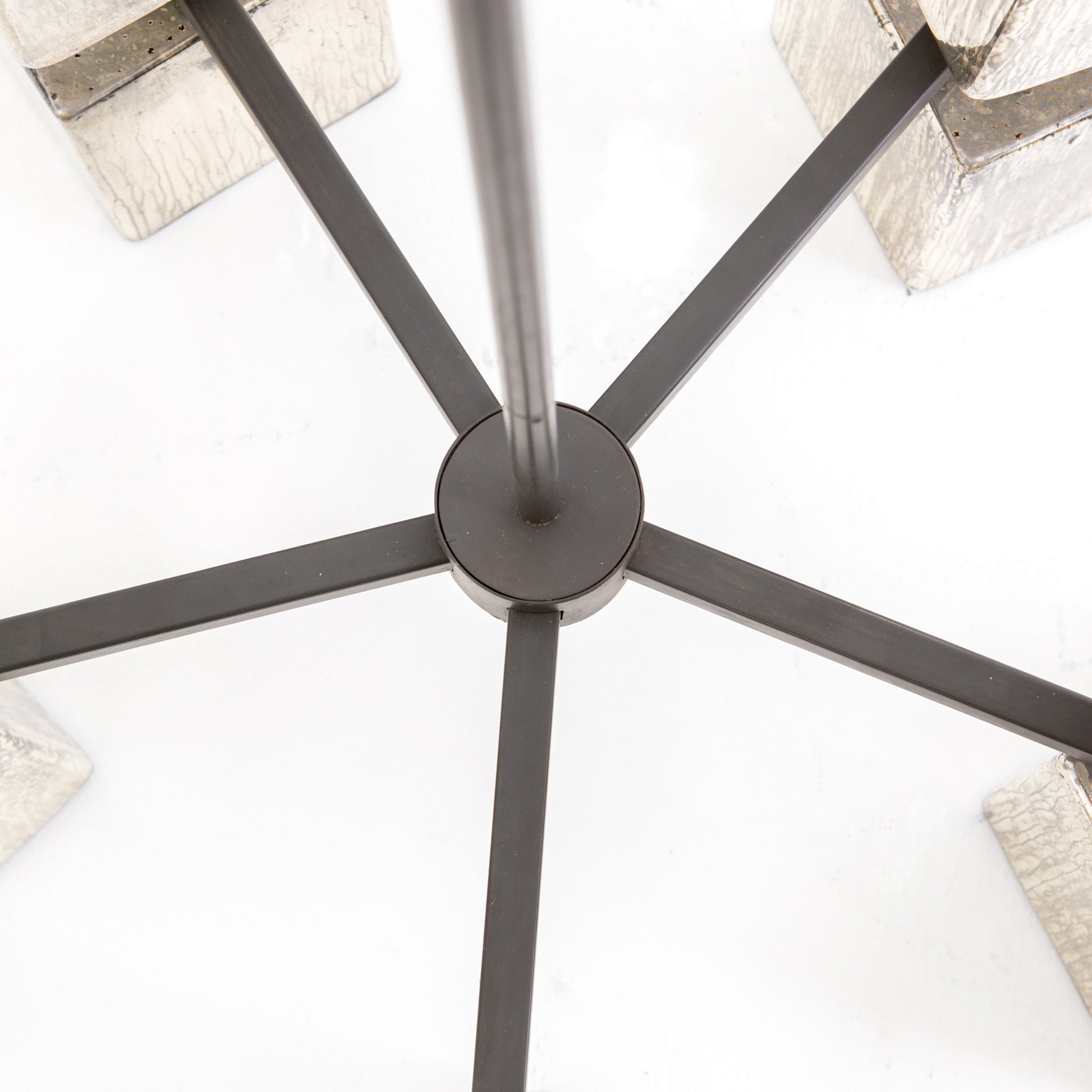 Ava Large Chandelier by Four Hands in antiqued iron, aged metallic glass. Made from iron, glass in a modern style.