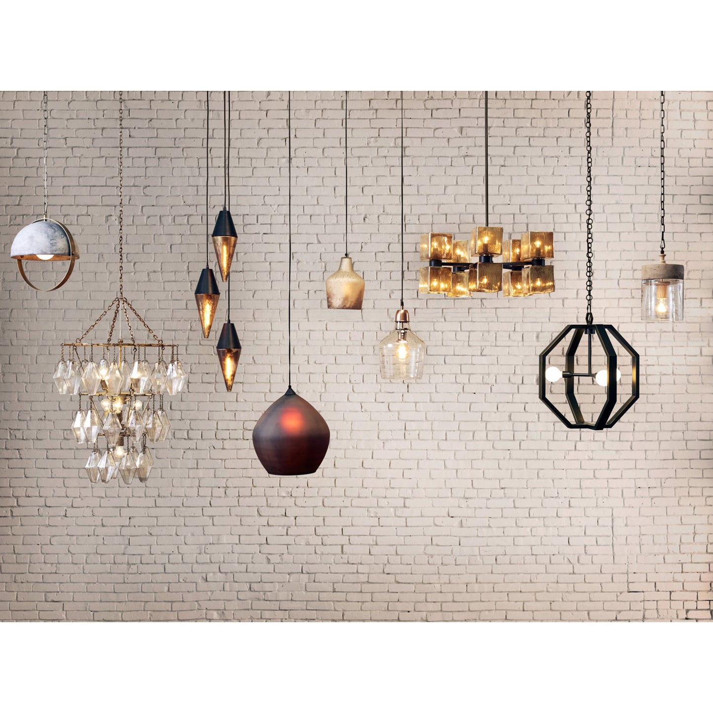 015 SR-368872 | Lifestyle | Ava Large Chandelier by Four Hands in antiqued iron, aged metallic glass. Made from iron, glass in a modern style.