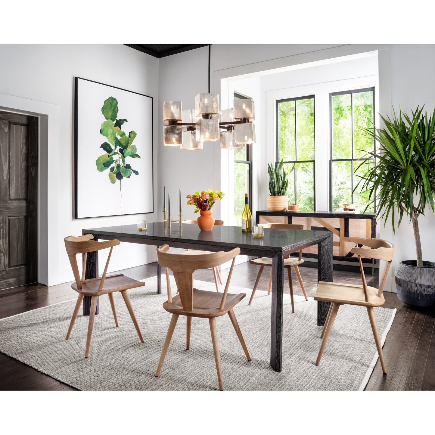 017 SR-368872 | Lifestyle | Ava Large Chandelier by Four Hands in antiqued iron, aged metallic glass. Made from iron, glass in a modern style.