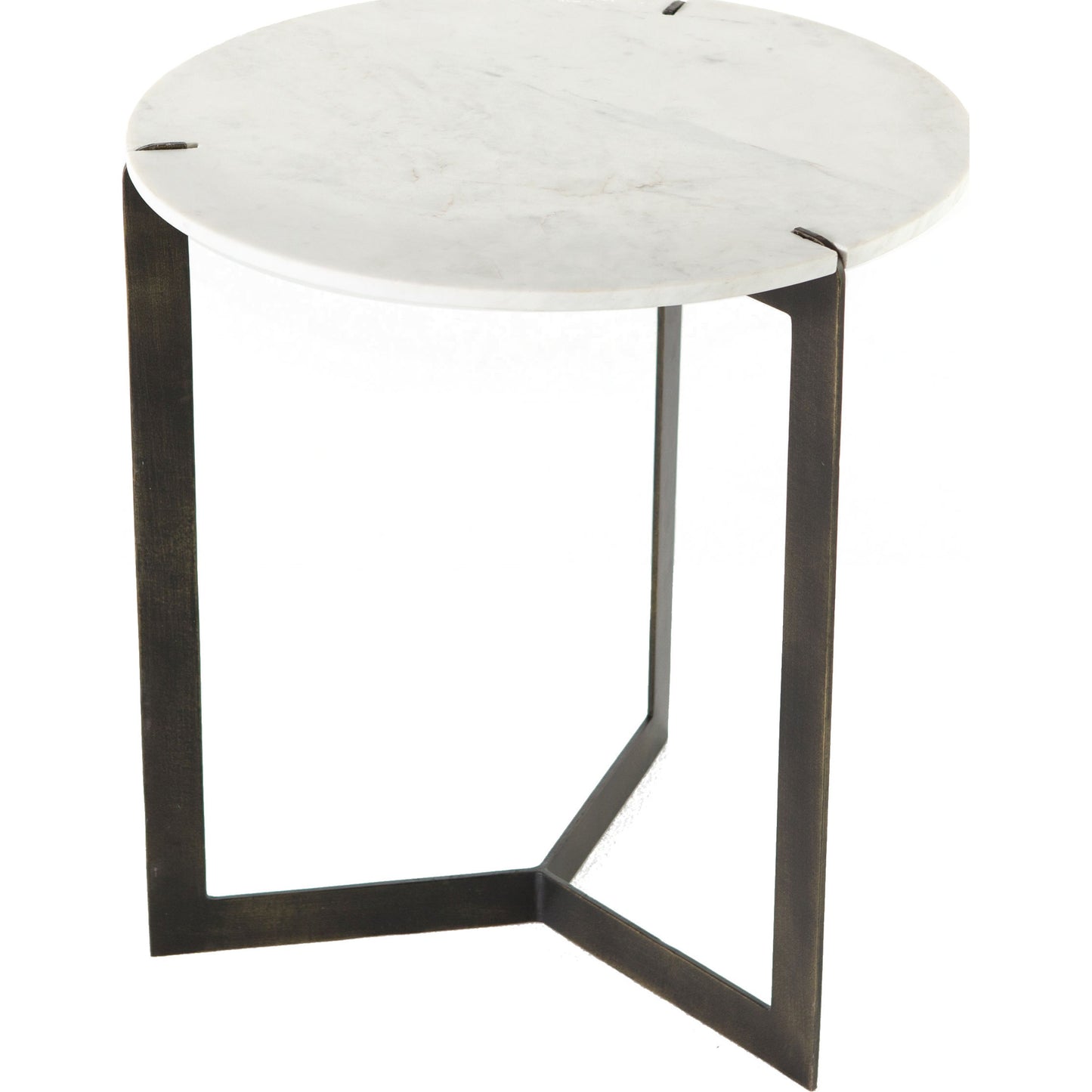 001 S-279384 | Additional Silo | Kiva End Table by Four Hands in hammered brass, polished white marble. Made from solid marble, iron in a modern style.