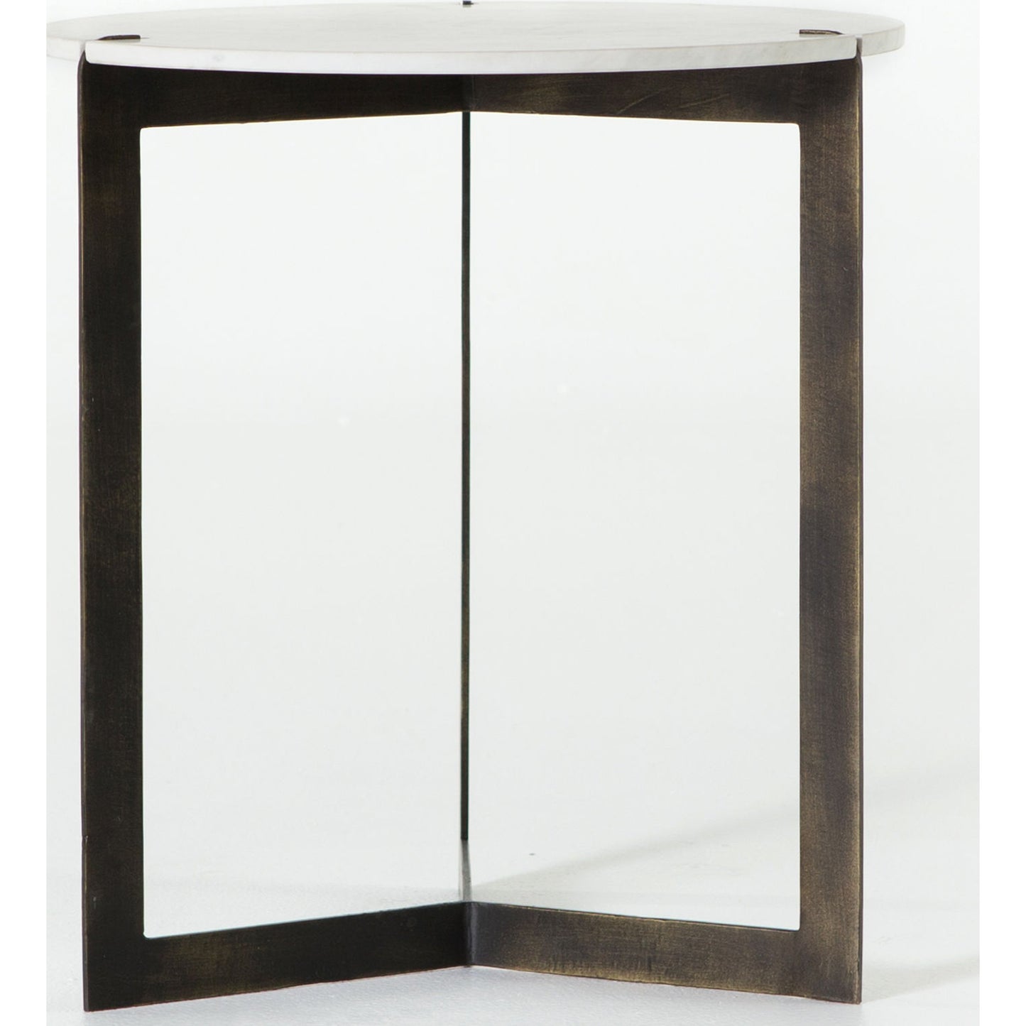 003 S-279384 | Additional Silo | Kiva End Table by Four Hands in hammered brass, polished white marble. Made from solid marble, iron in a modern style.