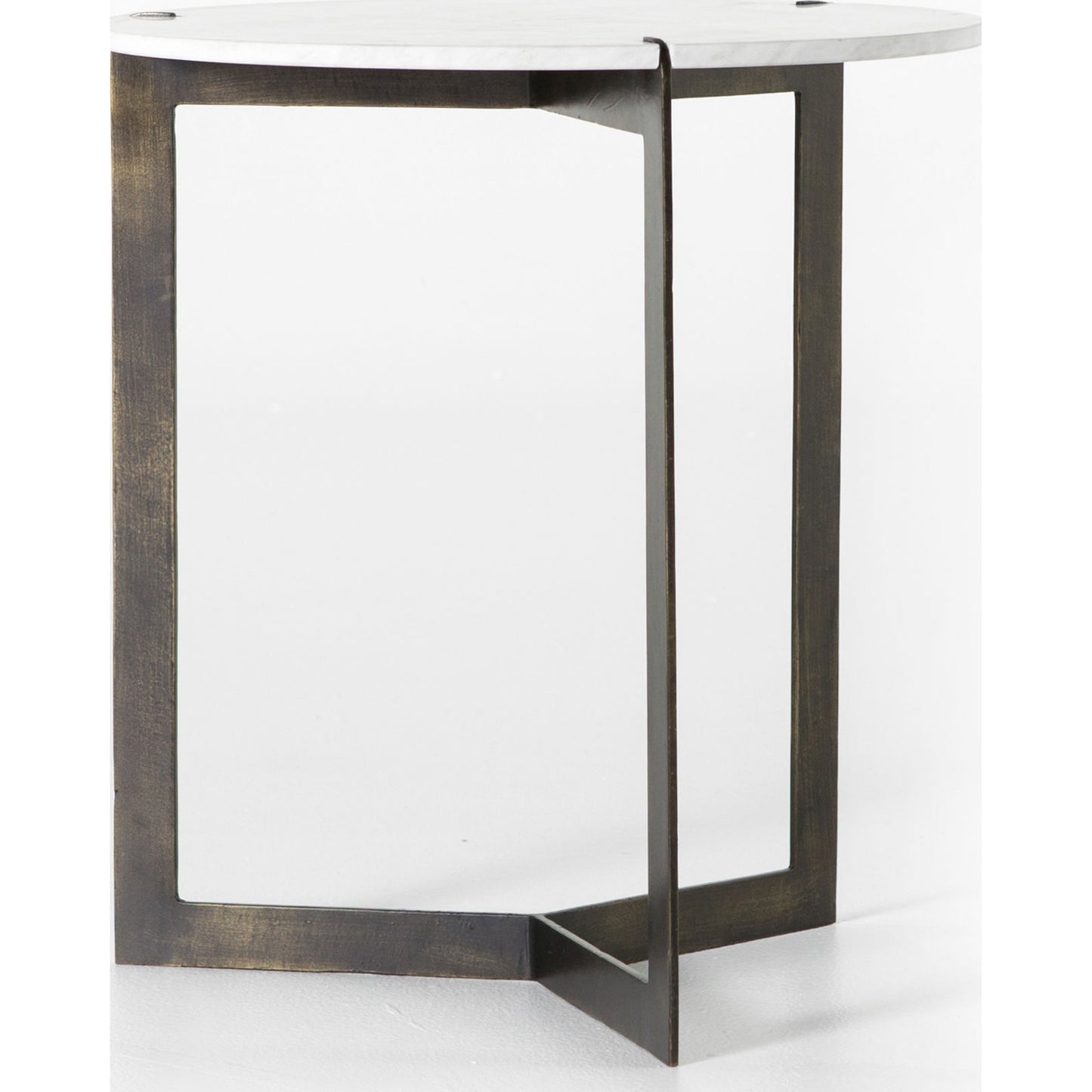 002 S-279384 | Additional Silo | Kiva End Table by Four Hands in hammered brass, polished white marble. Made from solid marble, iron in a modern style.