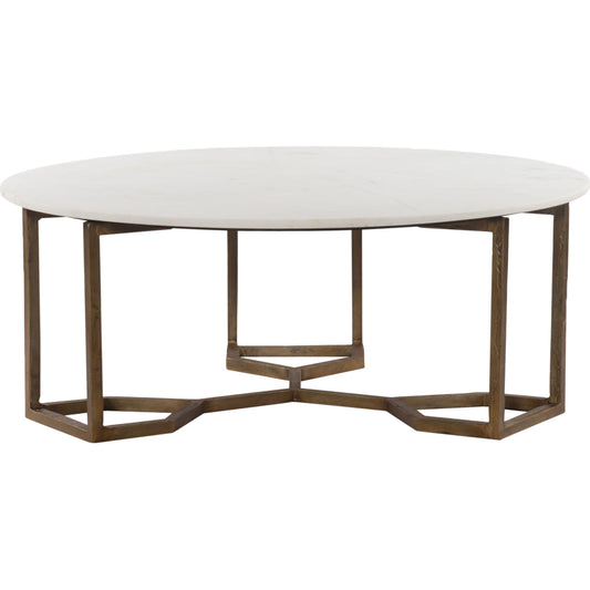 001 SR-369151 | Additional Silo | Naomi Coffee Table by Four Hands in raw brass, polished white marble. Made from solid marble, aluminum, engineered hardwood in a modern style.