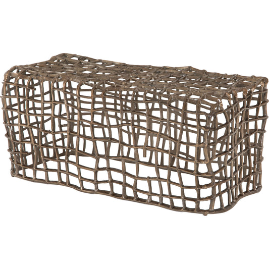 Zander Bench by Four Hands in aged bronze. Made from aluminum in a coastal style.