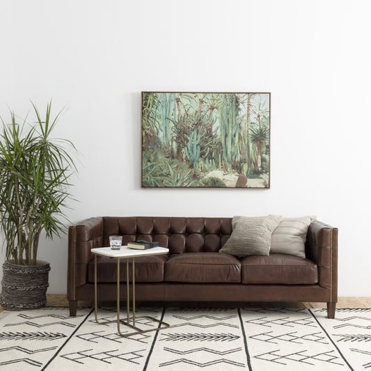 Adalley C Table by Four Hands in matte brass, wht marble and iron matte brass, polished white marble. Made from solid marble, iron in a modern style.