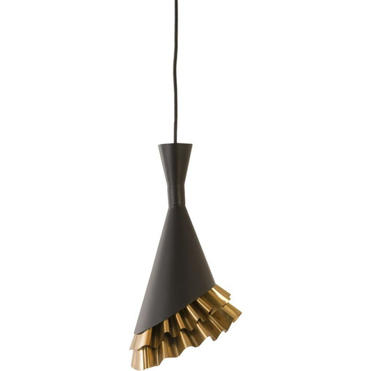000 SR-820830 | Primary Silo | Ruffle Pendant Lamp by Phillips Collection in black, gold and brass. Made from metal in a eclectic & global style.