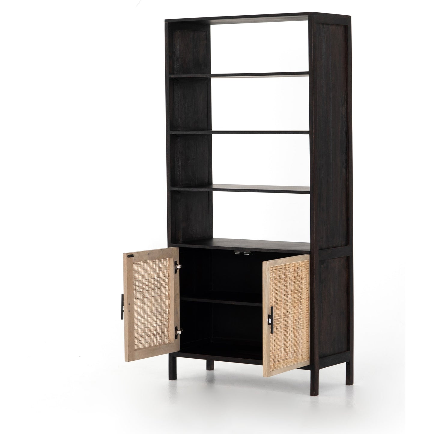 014 SR-368917 | Additional Silo | Caprice Bookshelf by Four Hands in washed black. Made from solid acacia in a modern style.