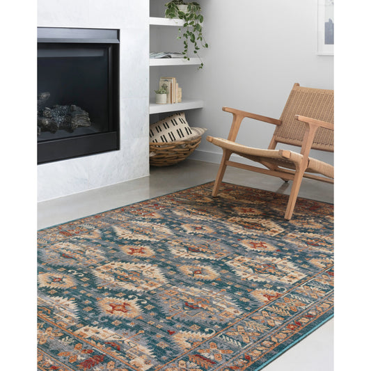 Isadora ISA-06 Rug by Loloi in lagoon, multi. Made from 100% polypropylene in a traditional style.