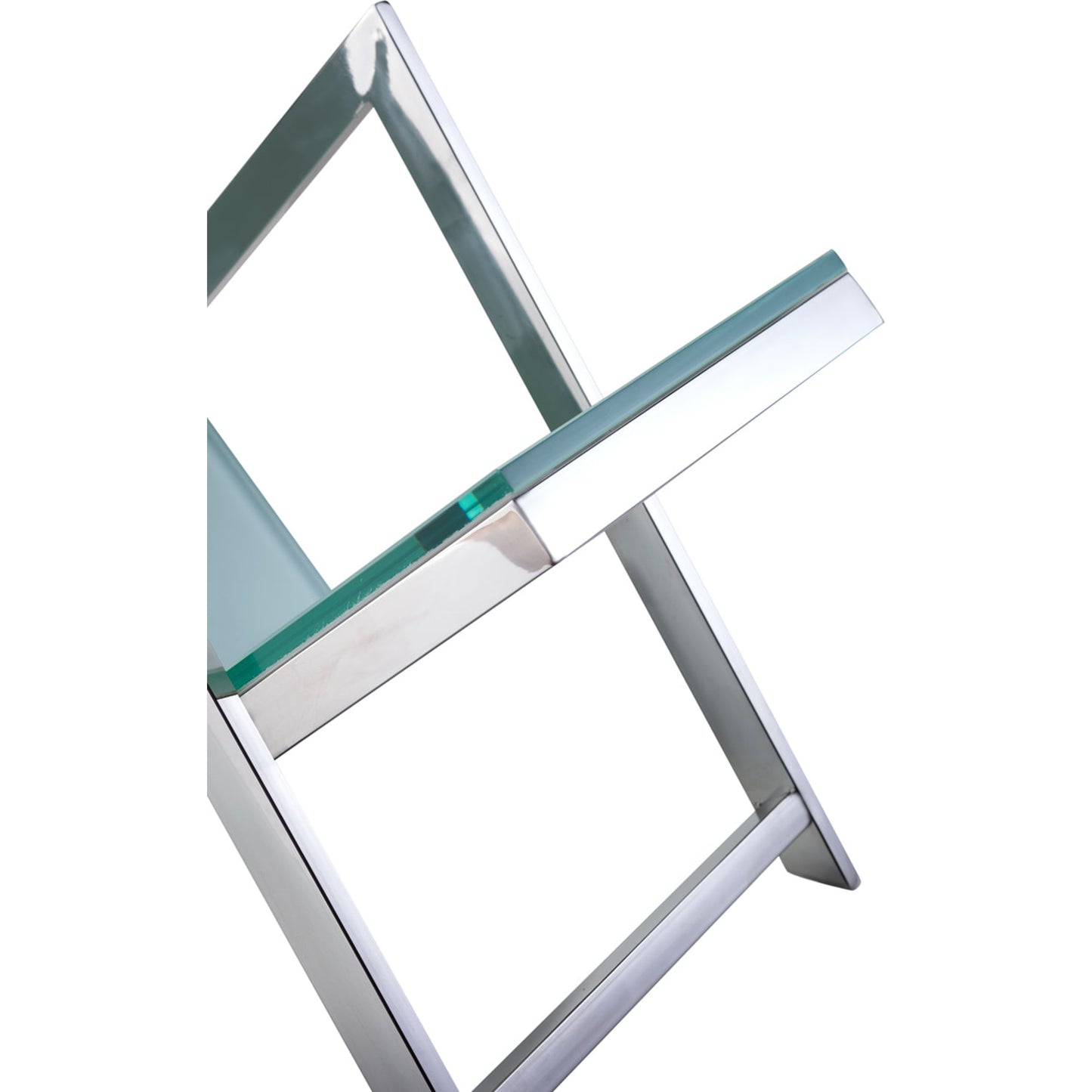 007 SR-766512 | Closeup | Luxe Magazine Holder by Pasargad Home in chrome and white. Made from glass, steel in a modern style.