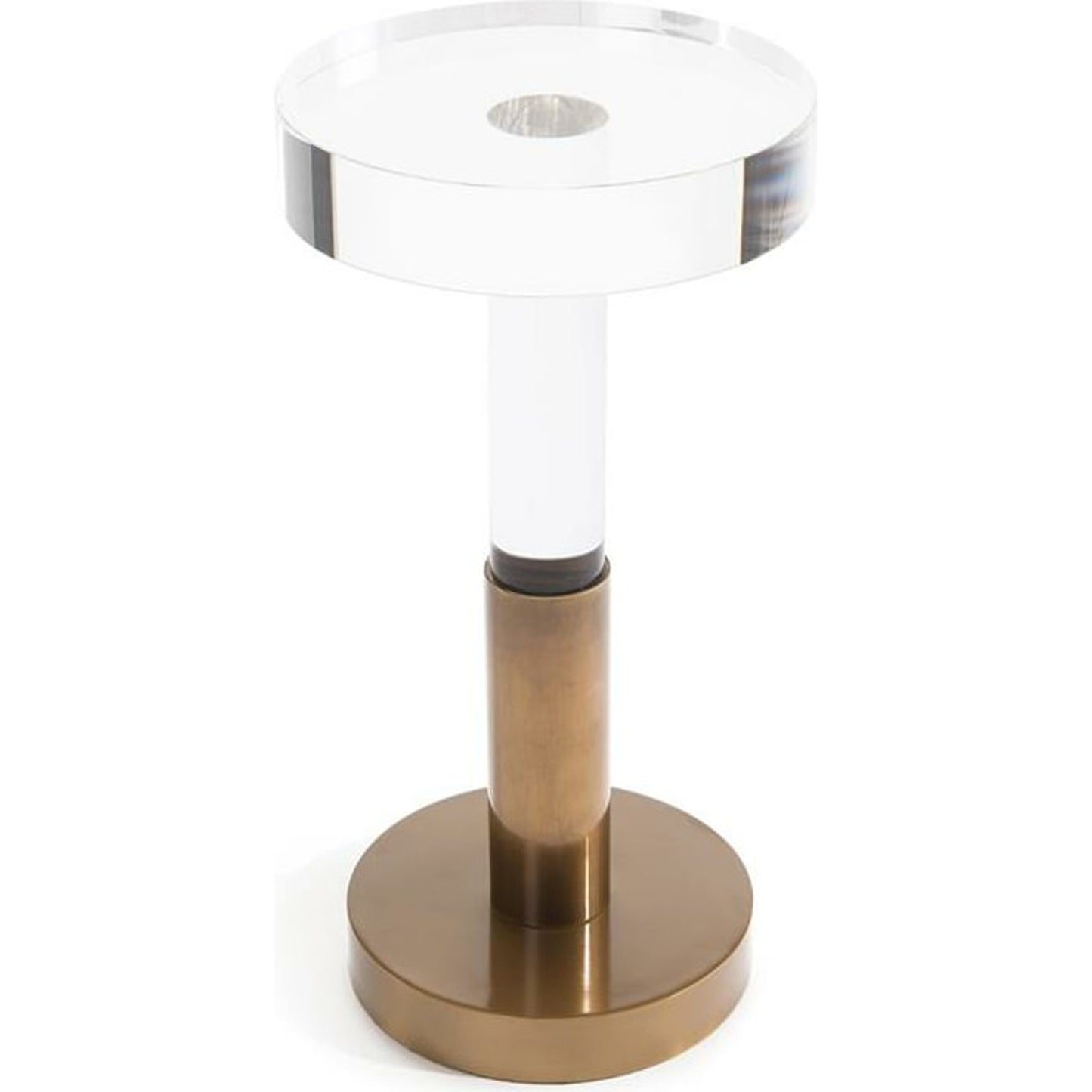 001 SR-864785 | Primary Silo | Crystal Column Martini Side Table by John-Richard in brass. Made from brass, crystal in a modern style.