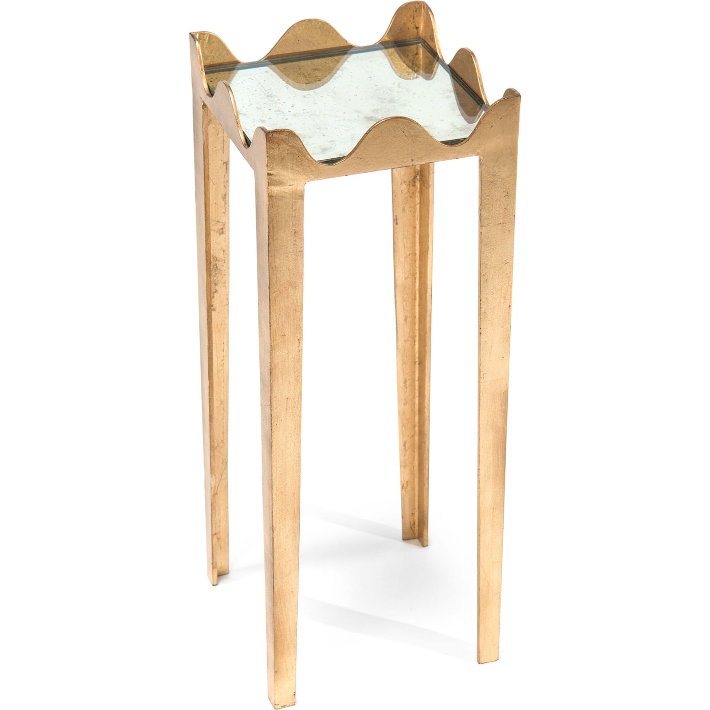 001 SR-771981 | Primary Silo | Scalloped Martini Table by John-Richard in gold, glass. Made from unique in a transitional style.