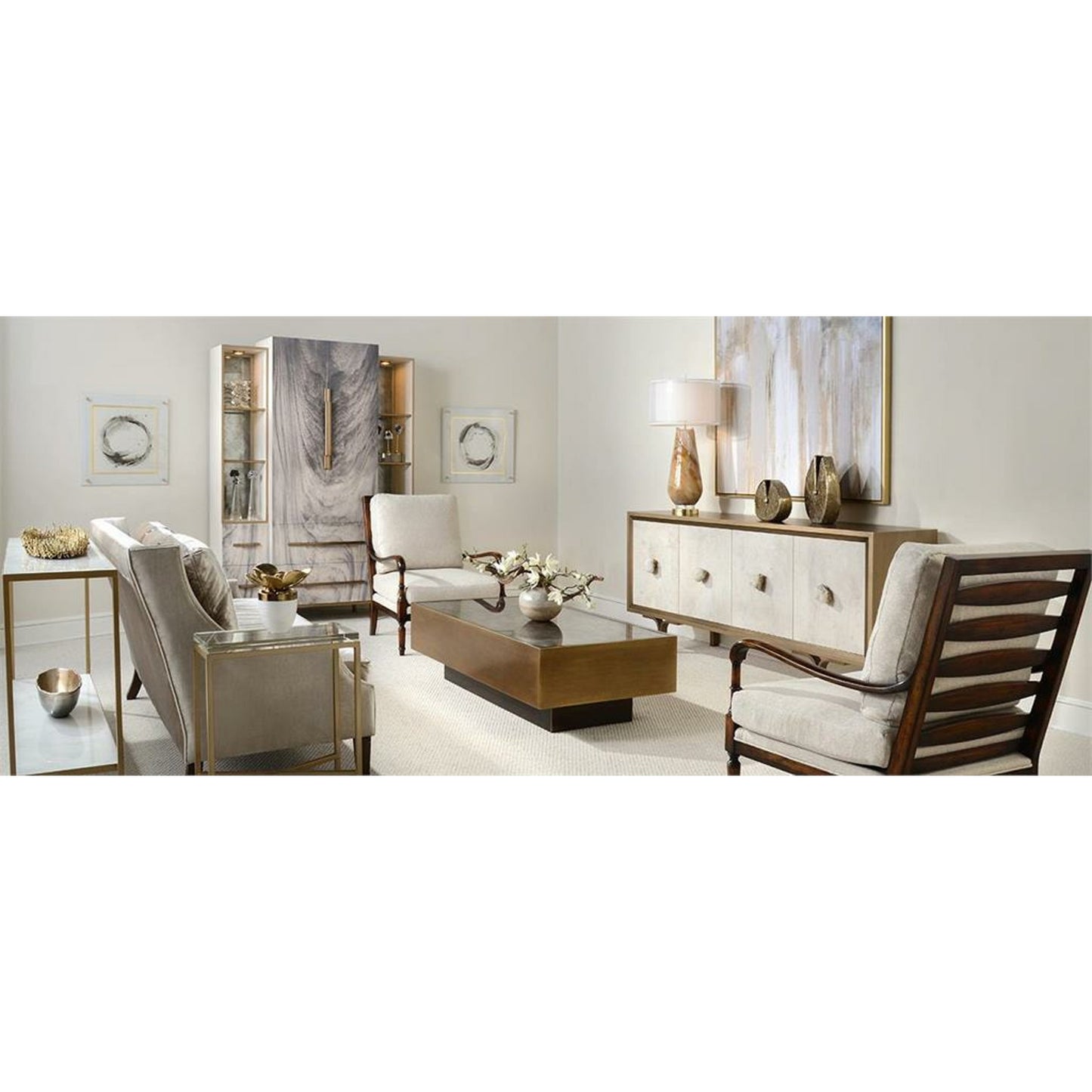 003 SR-864102 | Additional Silo | Glass Block Side Table by John-Richard in gold. Made from glass, iron in a modern style.