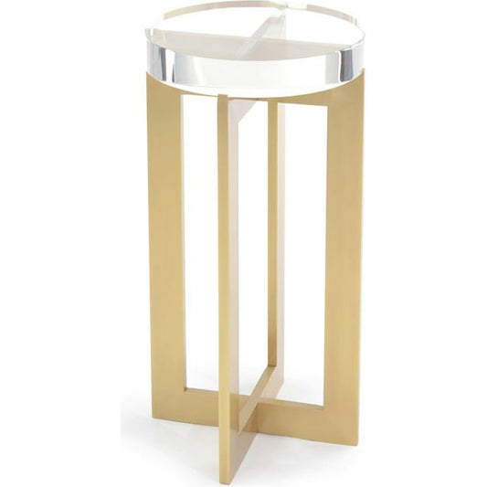 Brass and Crystal Martini Table by John-Richard in brass. Made from brass, crystal in a modern style.