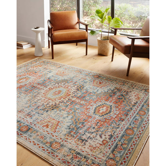 Jocelyn Aria Rug by Loloi in mist, multi. Made from 100% polypropylene in a rustic style.