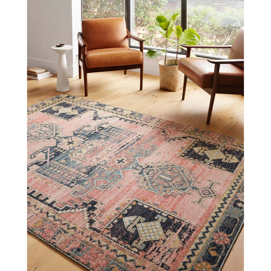 Jocelyn Clara Rug by Loloi in rose. Made from 100% polypropylene in a eclectic & global style.