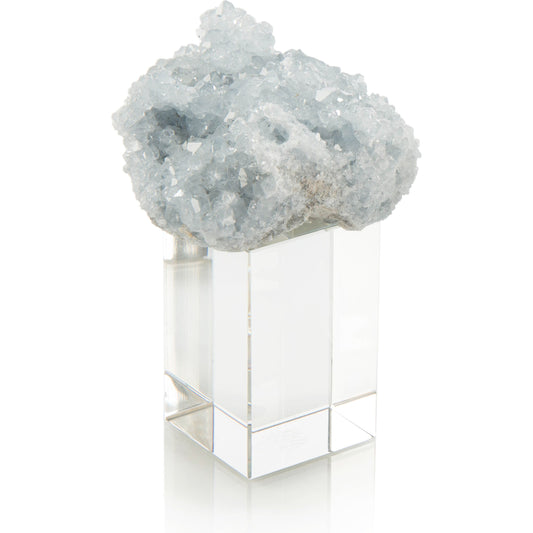 Celestite on Crystal by John-Richard in blue and blue, clear. Made from celestite, lead free crystal in a eclectic & global style.