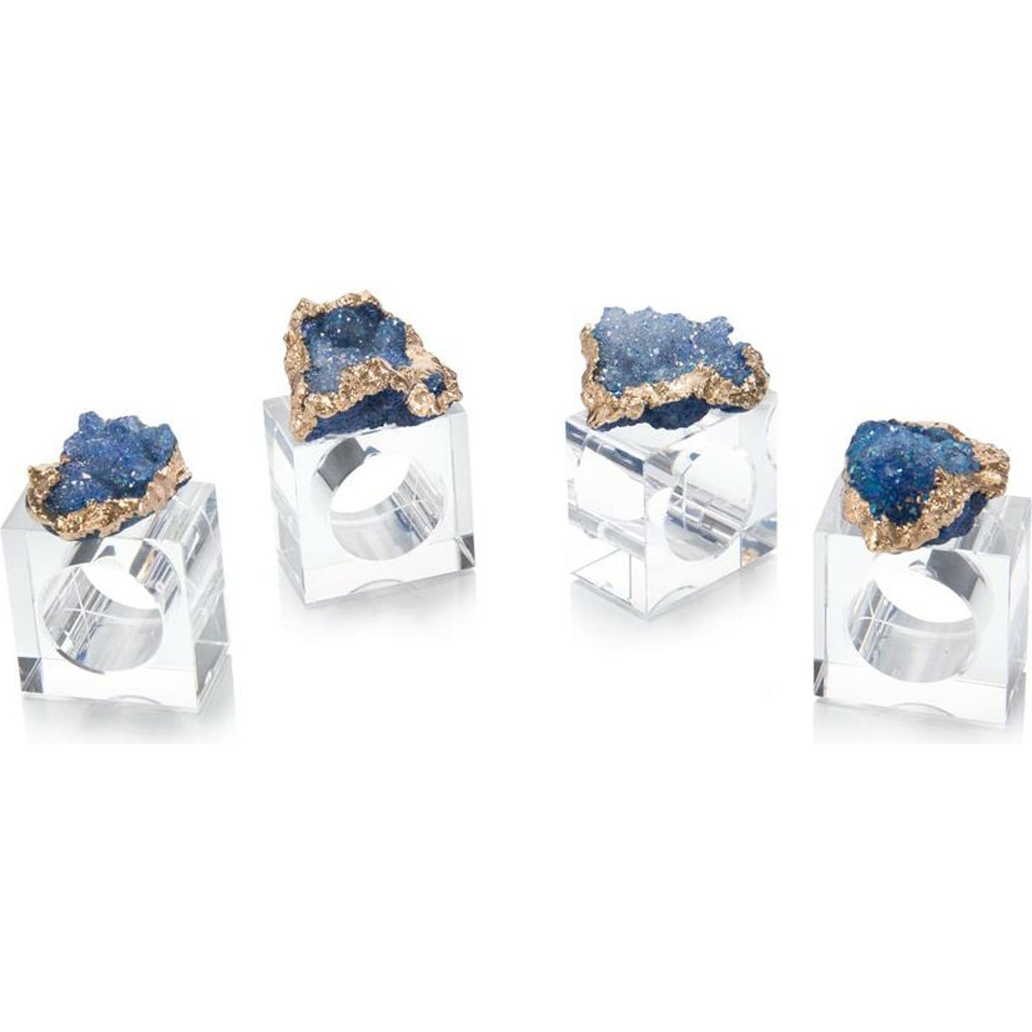 001 SR-865489 | Primary Silo | Geode Napkin Rings (set of four) by John-Richard. Made from crystal in a coastal style.