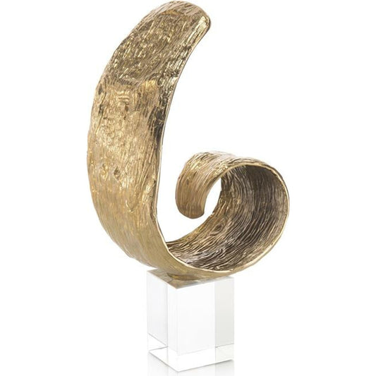 Mounted Organic Curl by John-Richard in brass, clear. Made from acrylic, brass, crystal in a modern style.