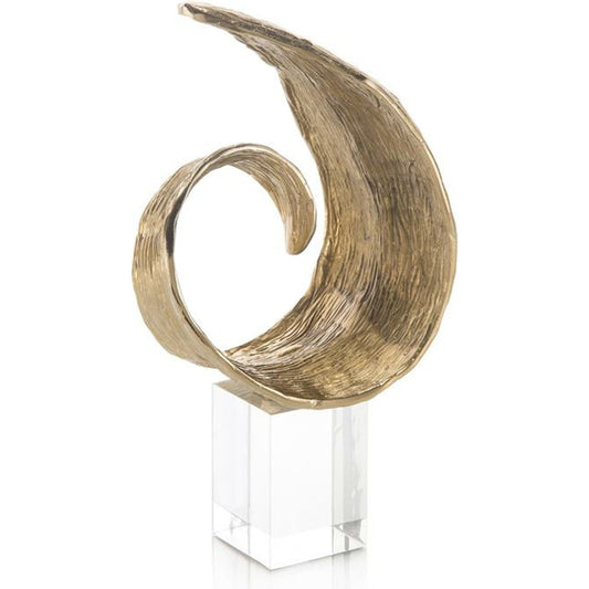 Mounted Organic Curl by John-Richard in brass, clear. Made from acrylic, brass, crystal in a modern style.