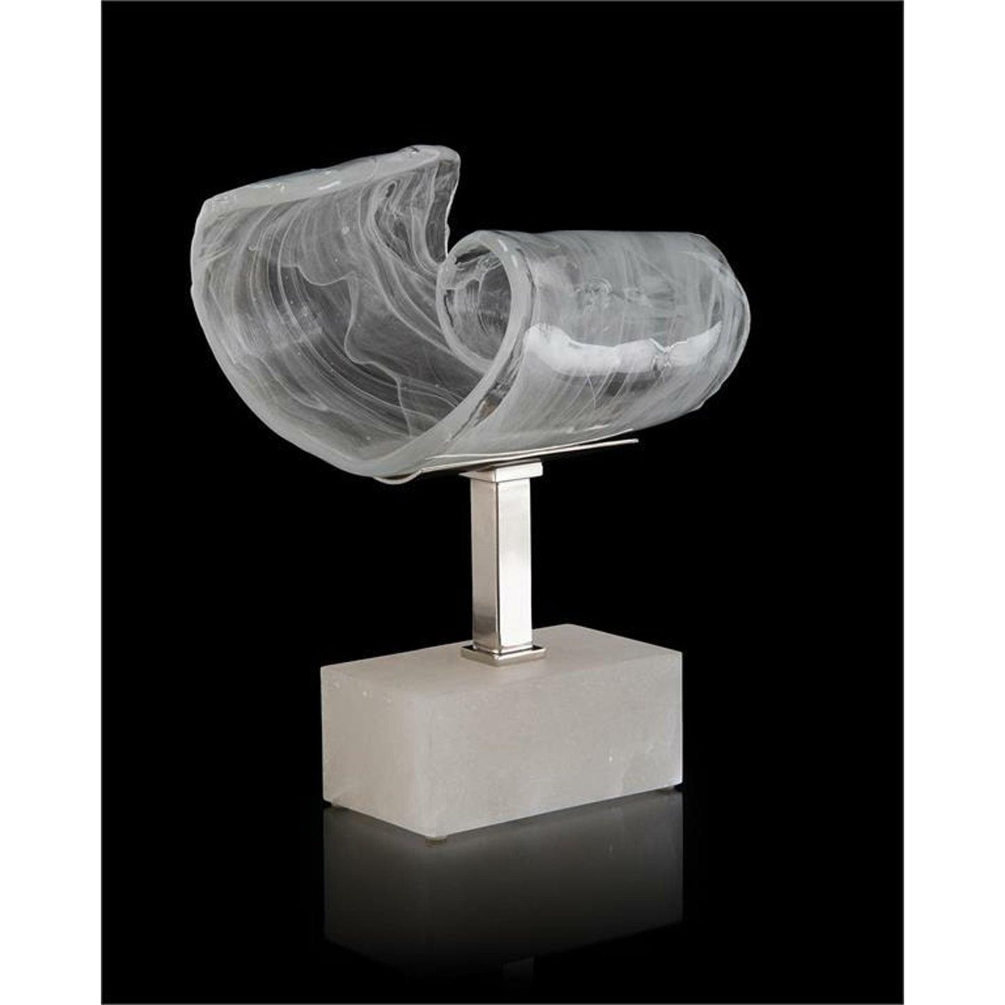 002 SR-863437 | Additional Silo | Clear and White Horizontal Glass Curl by John-Richard in alabaster, clear, nickel, white. Made from glass, nickel in a modern style.