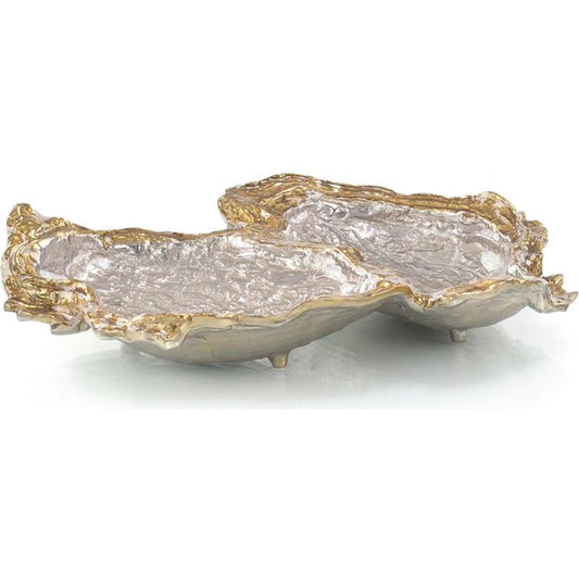 Double Oyster Bowl by John-Richard in gold, silver. Made from unique in a transitional style.