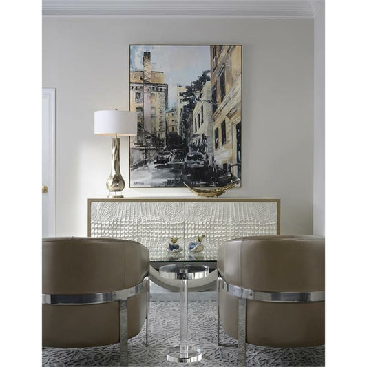 Bird on Celestite Rock II by John-Richard in blue, brass. Made from brass in a cottage & farmhouse style.