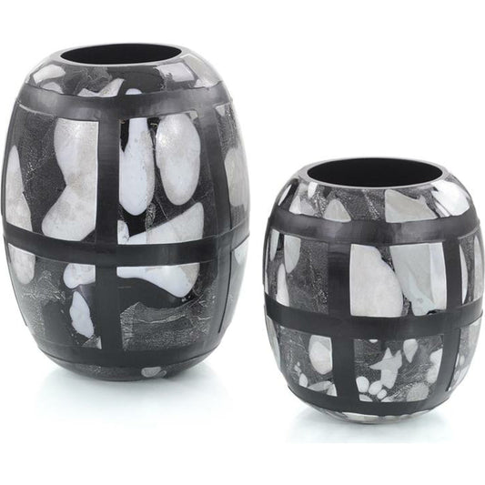 Black and White Glass Vases by John-Richard in black, white. Made from glass in a eclectic & global style.