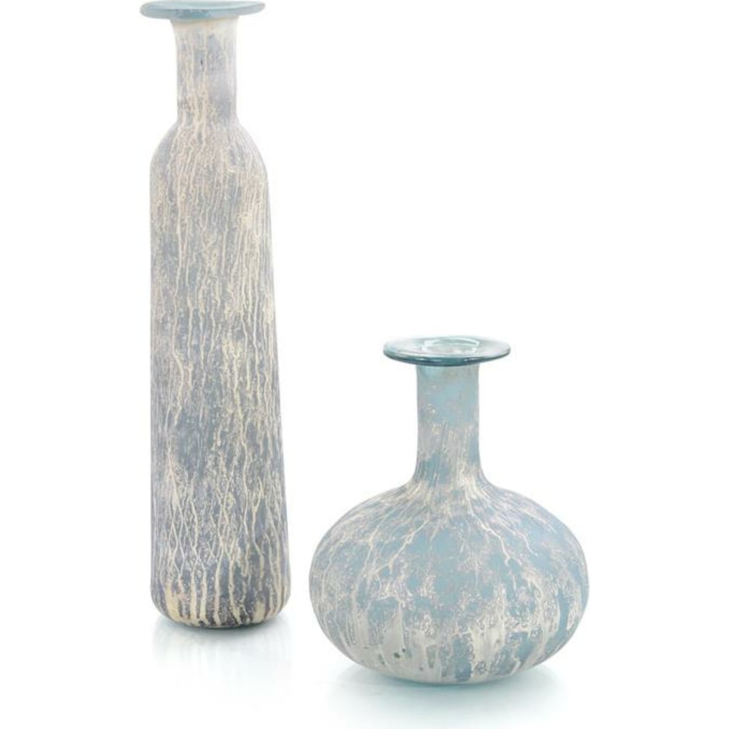 001 SR-865614 | Additional Silo | Powder Blue Jar and Vase with Silver Overlay by John-Richard in blue, silver. Made from glass in a coastal style.