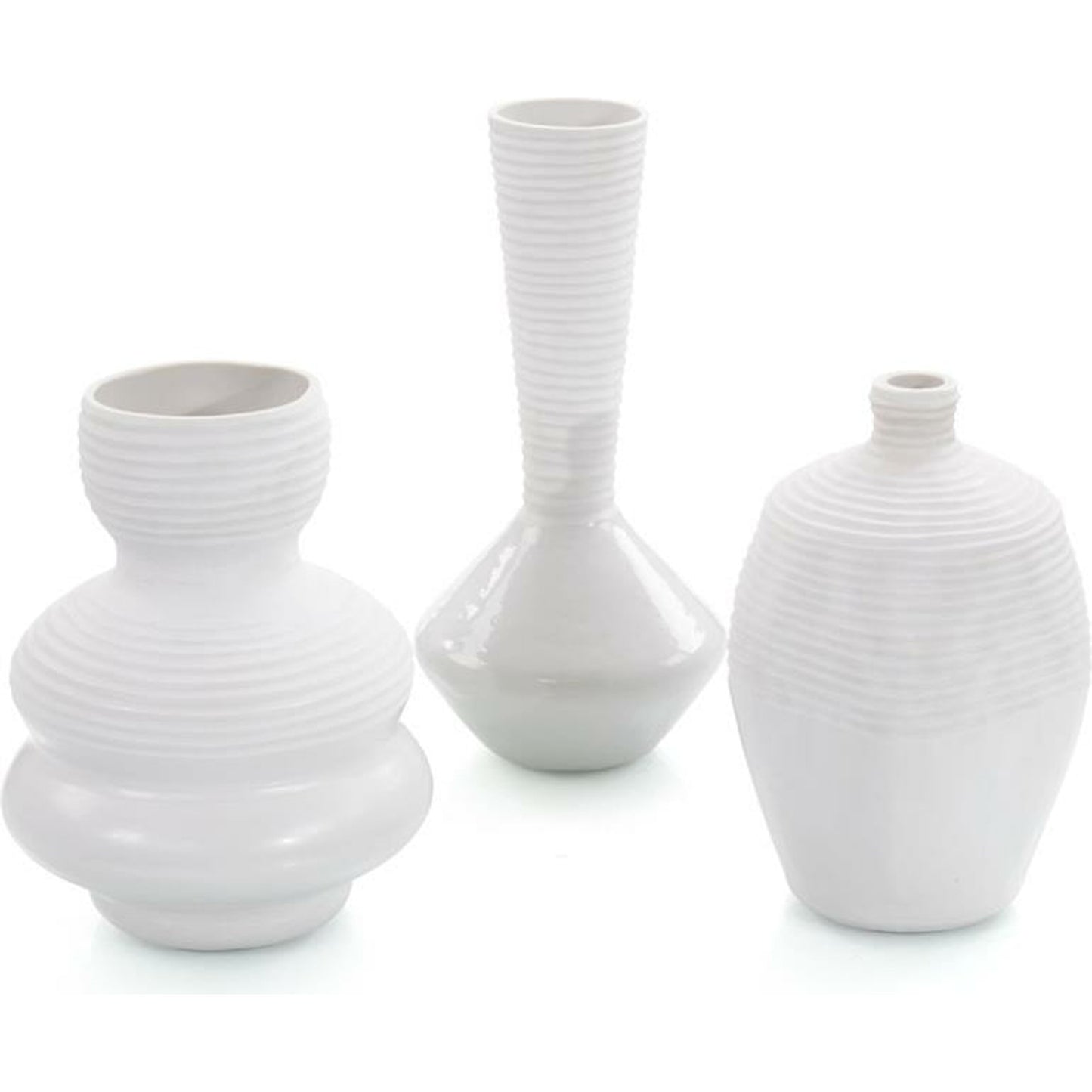 001 SR-865545 | Additional Silo | White Chiseled Vases by John-Richard in white. Made from glass in a modern style.