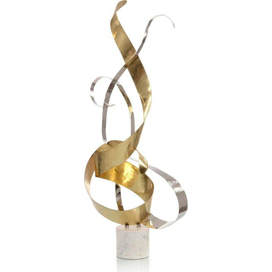 Dancing Swirls Sculpture by John-Richard in brass, nickel, white. Made from brass, metal, nickel in a modern style.